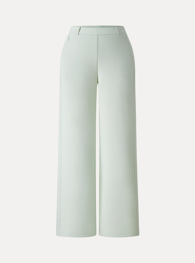 Stretch Cotton Blend Slimming High Rise Wide Leg Pant