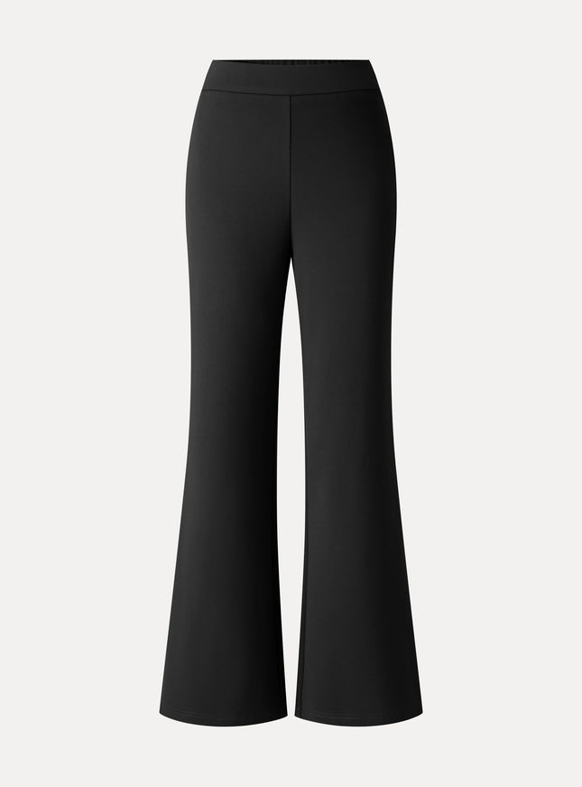 Ponte High-Rise Wide-Leg Pants with Pockets - Pure Black