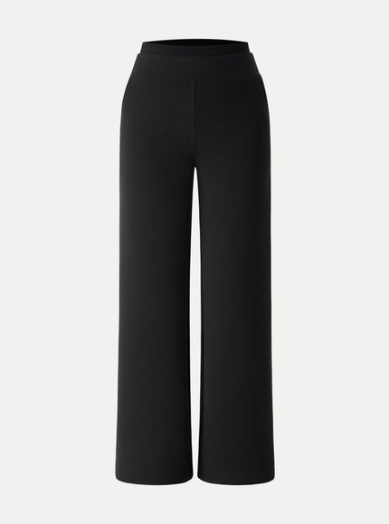 Double Waistband Straight Leg Pants with Pockets