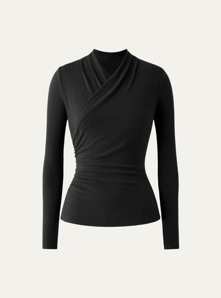 Surplice Long Sleeve Ruched Top