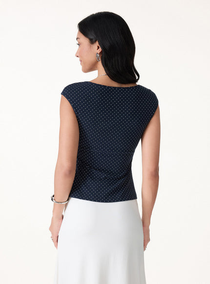 Polka Dots Square Neck Built-In Bra Top