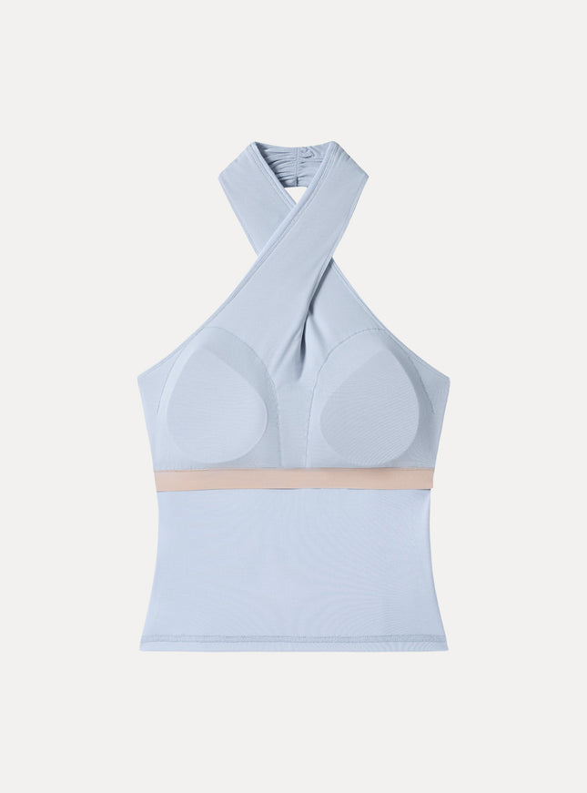 Criss Cross Halter Neck Going-Out Built-In Bra Top