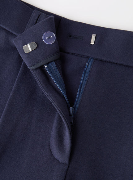 Ponte Low-Rise Straight Leg Ankled Pants with Pockets