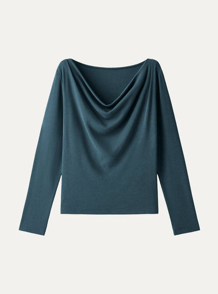 Cowl Neck Long Sleeve Draped Top