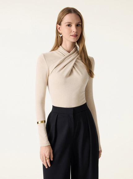 Twisted Mockneck Long Sleeve Top