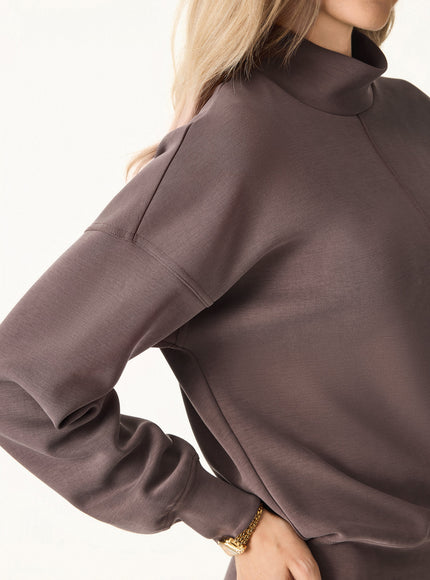 Modal Spacer Mockneck Long Sleeve Pullover Shirt