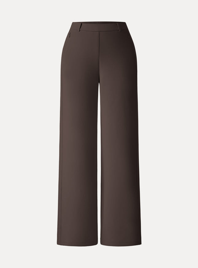 Stretch Cotton Blend Slimming High Rise Wide Leg Pant