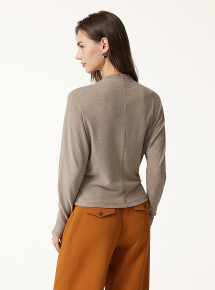 Mock Neck Batwing Sleeve Top