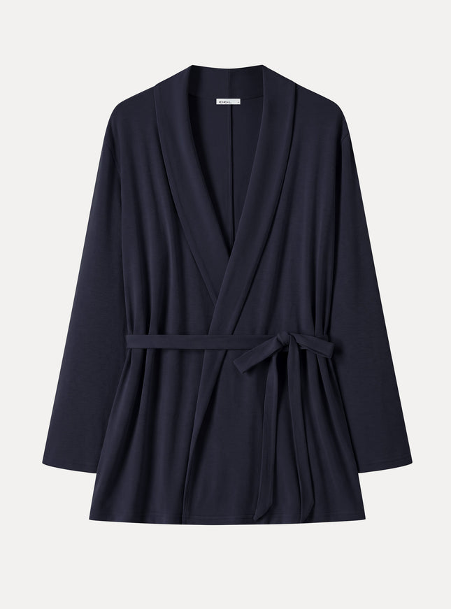 Lapel Long Sleeve Belted Cardigan