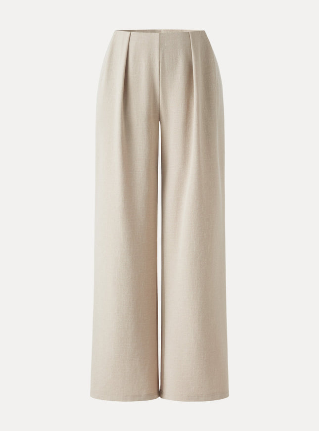 Airy Stretch Linen-Like Wide Flare Pant with Pockets