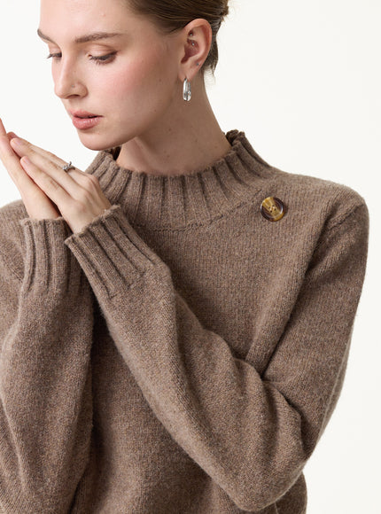 Merino Blend Plush Sweater with Removable Scarf