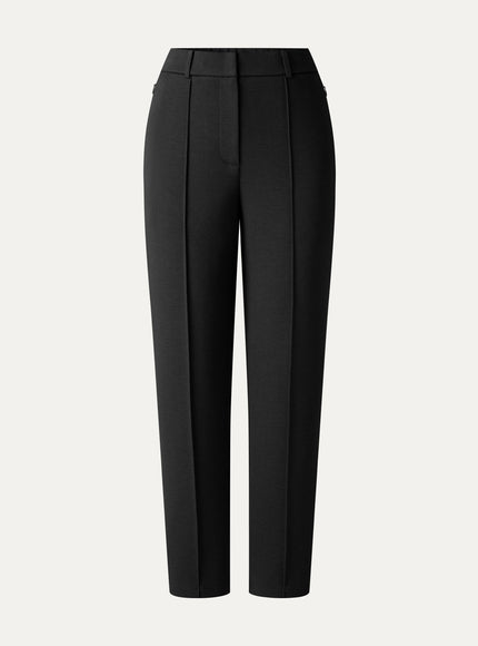 Modal Blend Ponte High-Rise Ankled Slim-Straight Pants with Pockets