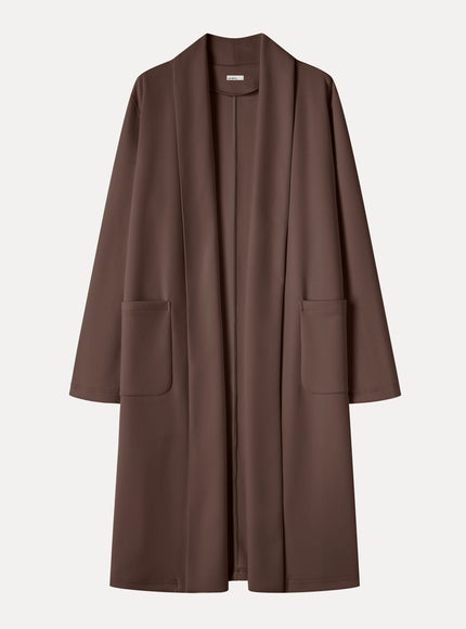 Modal Spacer Knit Shawl Collar Pocketed Long Cardigan