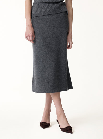 2Pcs Set Merino-Blend Sleeveless Sweater Tank & Merino-Blend Knit Skirt