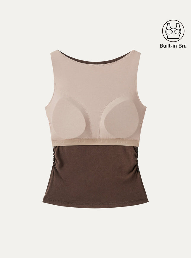 Boat Neck Built-In Bra Tank Top