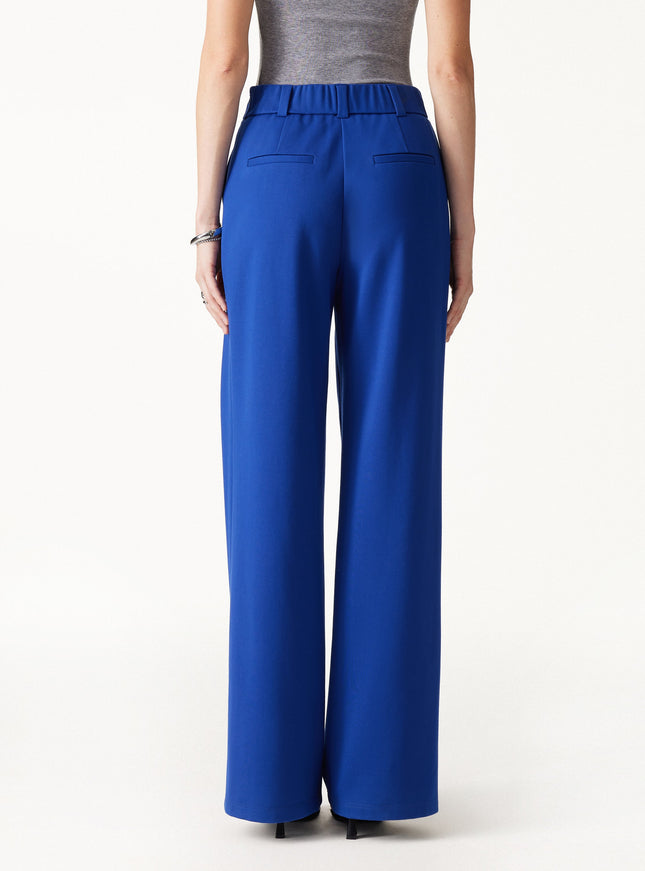 Ponte Mid-Rise Wide-Leg Tuck Pants with Pockets