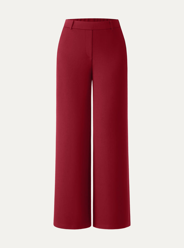 Ponte Mid-Rise Wide-Leg Pants with Pockets - Hickory Brown