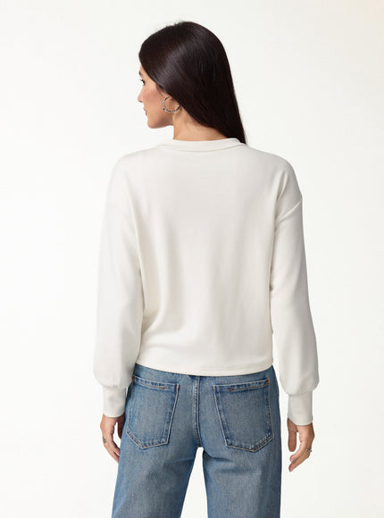 Modal Spacer Knit V-Neck Long Sleeve Button-Down Cardigan