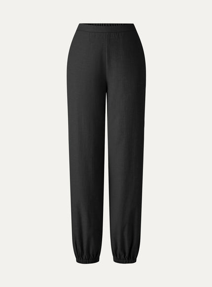 Linen-like High-Rise Balloon Jogger Pants with Pockets