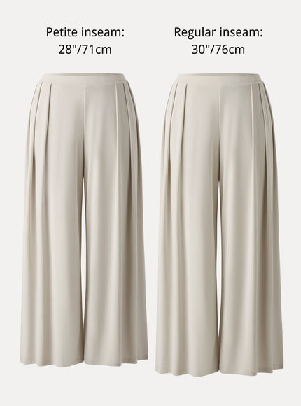 Sandwashed Mid Rise Pleated Wide Leg Palazzo Pant with Pockets