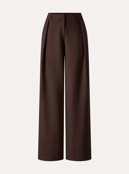 Not-See-Thru High-Rise Wide-Leg Pants with Pockets