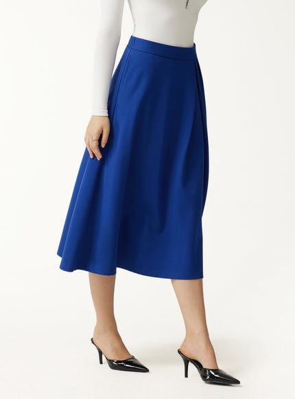 Ponte Mid-Rise Tucked A-Line Midi Skirt with Pockets