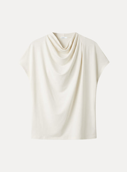 Draped Mock Neck Cap Sleeve Top