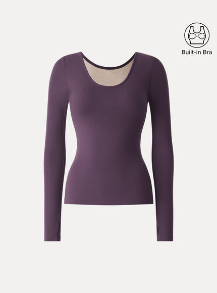 Lyocell Cashmere Scoop Neck Thumbhole Bra Top