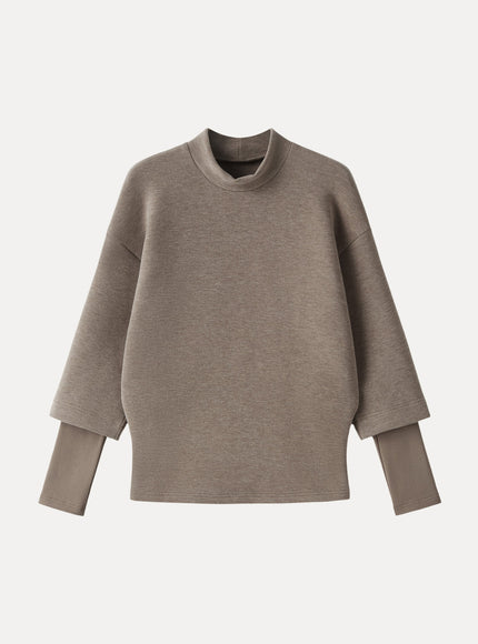 Mockneck Sleeve-Warmer Top