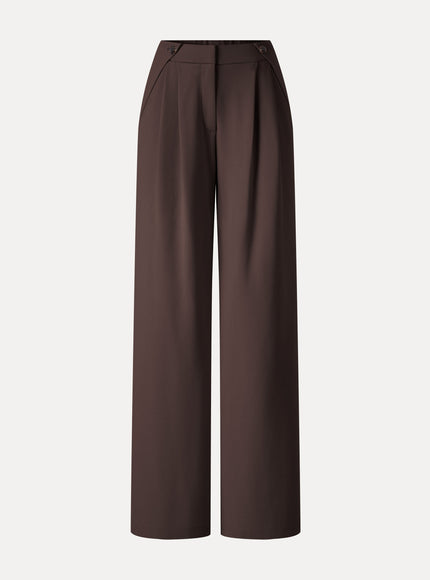 Ponte High-Rise Wide-Leg Gusset Pants with Pockets