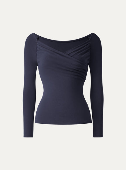 Surplice Ruched Long Sleeve Top