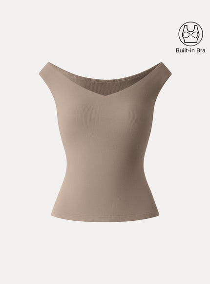 Essential V-neck New Airy Built-In Bra Top