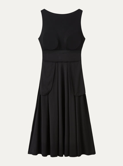 Boatneck Bamboo Ponte Bra Midi Dress with Pockets