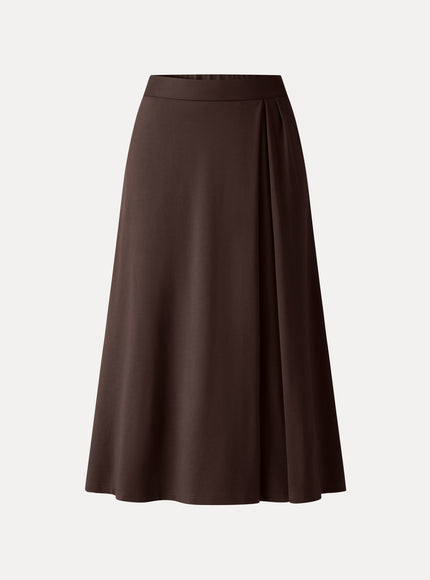 Ponte Mid-Rise Tucked A-Line Midi Skirt with Pockets