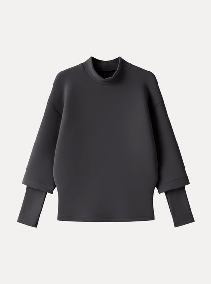 Mockneck Sleeve-Warmer Top