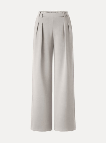Lyocell Spacer Knit High-Rise Wide-Leg Tuck Pants with Pockets