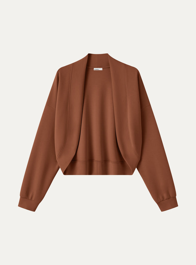 Lyocell Spacer Knit Long Sleeve Drop-Shoulder Shrug Cardigan