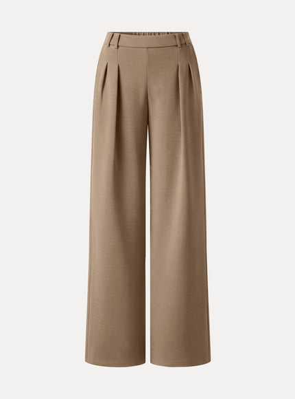 Lyocell Spacer Knit High-Rise Wide-Leg Tuck Pants with Pockets