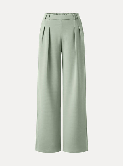 Lyocell Spacer Knit High-Rise Wide-Leg Tuck Pants with Pockets