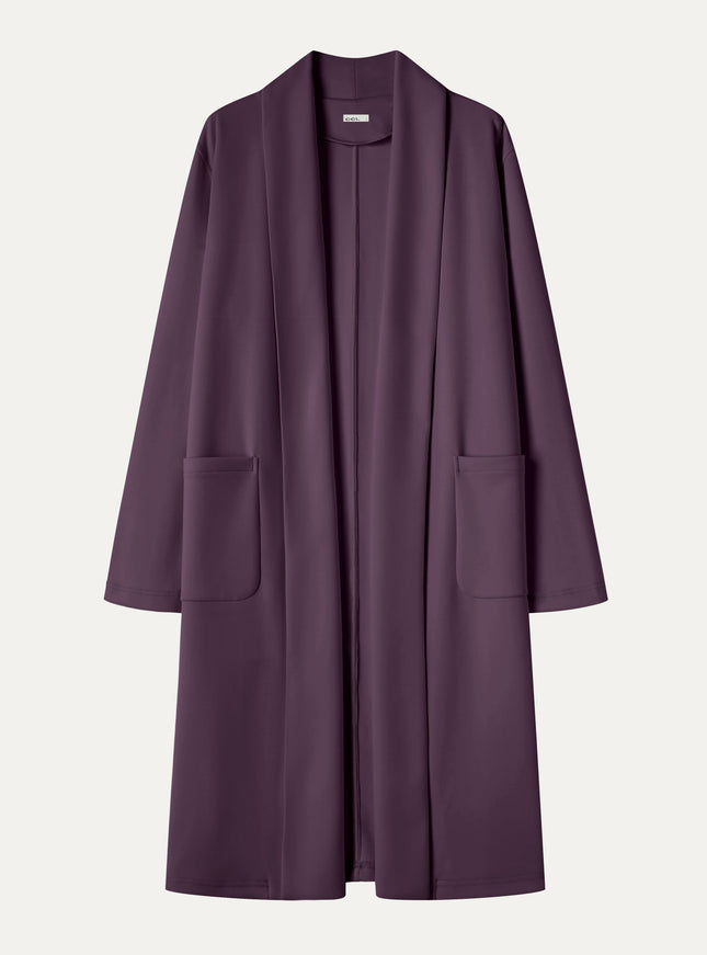 Modal Spacer Knit Shawl Collar Pocketed Long Cardigan