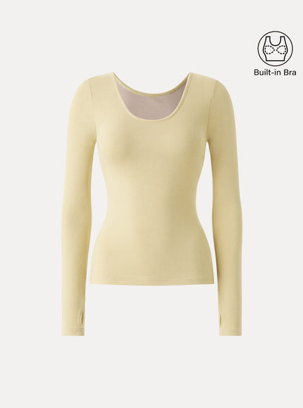 Lyocell Cashmere Scoop Neck Thumbhole Bra Top