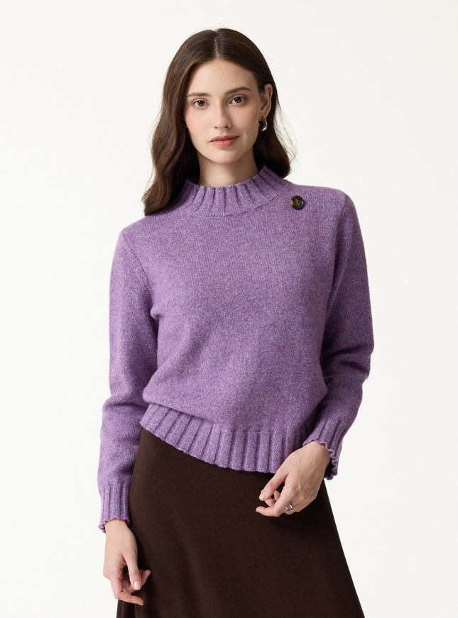 Merino Blend Plush Sweater with Removable Scarf
