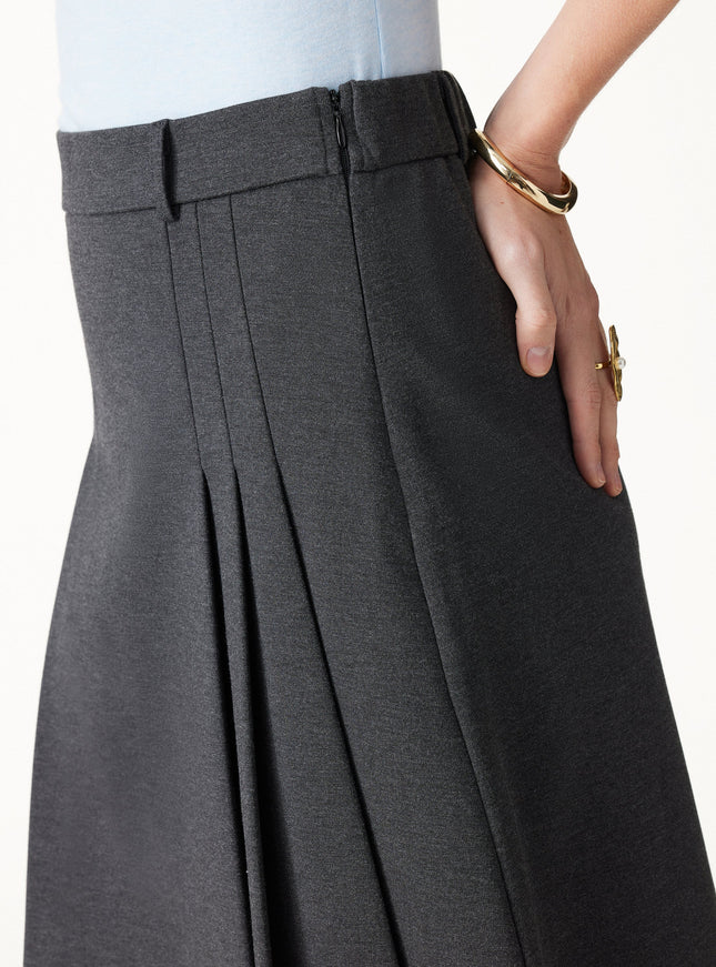 Ponte High-Rise Tucked Knee-Length Skirt