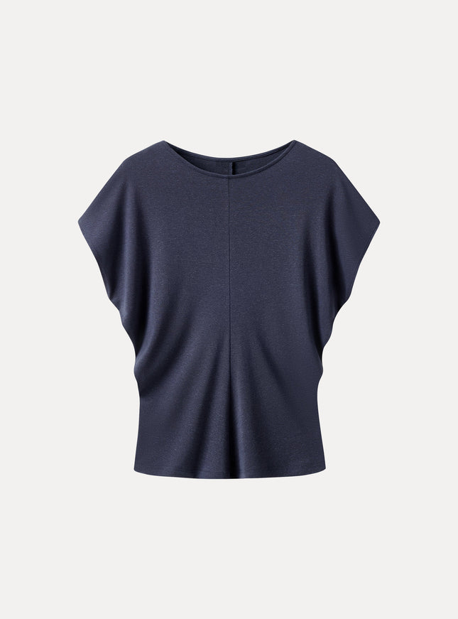 Linen-Blend Round Neck Relaxed Summer Top
