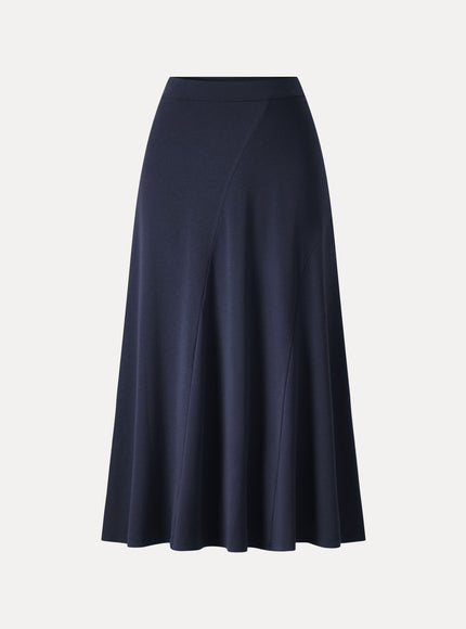 High-Rise Curved-Seam A-Line Midi Skirt