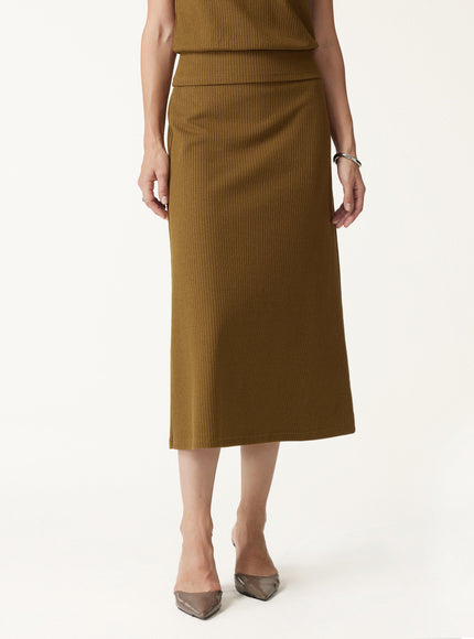2Pcs Set Boatneck Sleeveless Top & Mid-Rise A-Line Midi Skirt