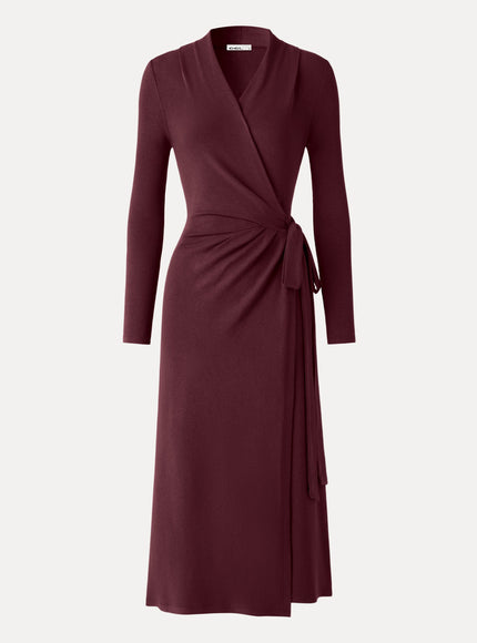 Classic Long Sleeve Midi Wrap Dress