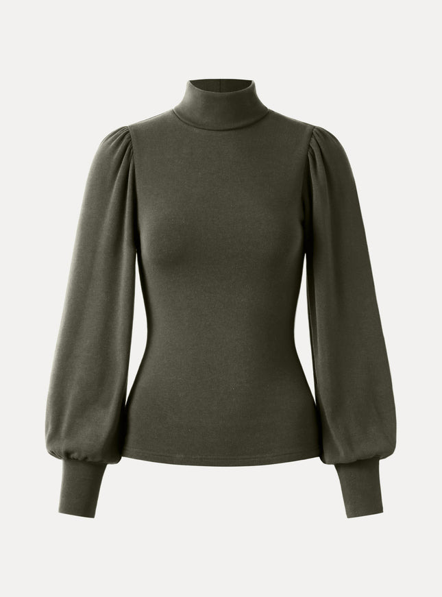 Turtleneck Puff Sleeve Top