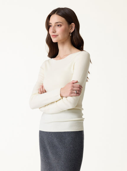 100% Merino Wool Boat Neck Sweater