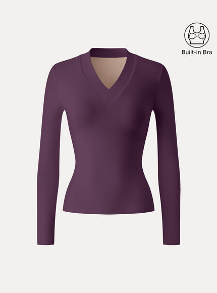 V-neck Wide Binding Slimming Built-In Bra Top